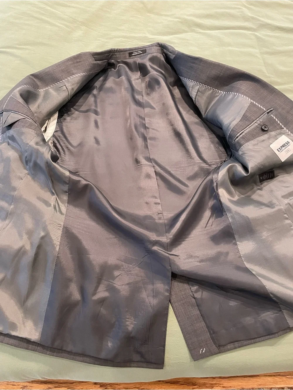 Express 38R Fitted Photographer Suit 32x30 Wool Blend Gray Two Button